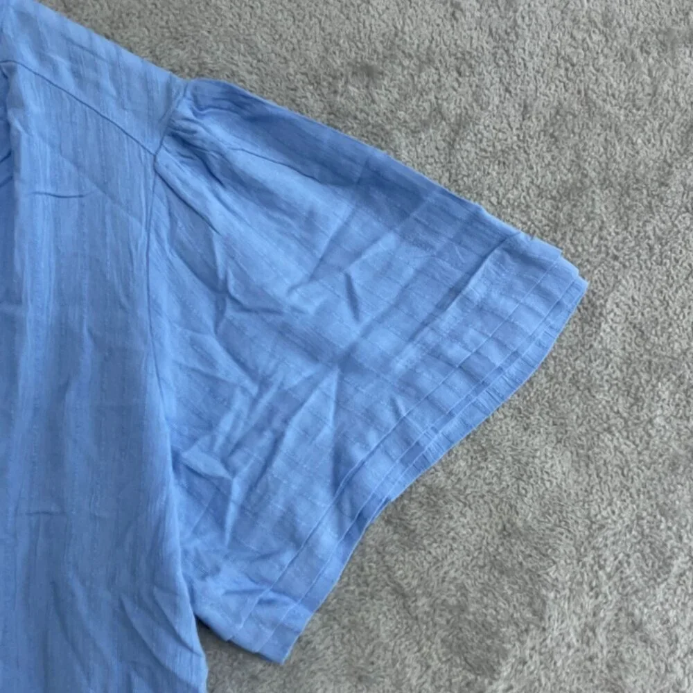 Well Worn Women's XL Blue V-Neck Short Sleeve Top 100% Viscose n1027